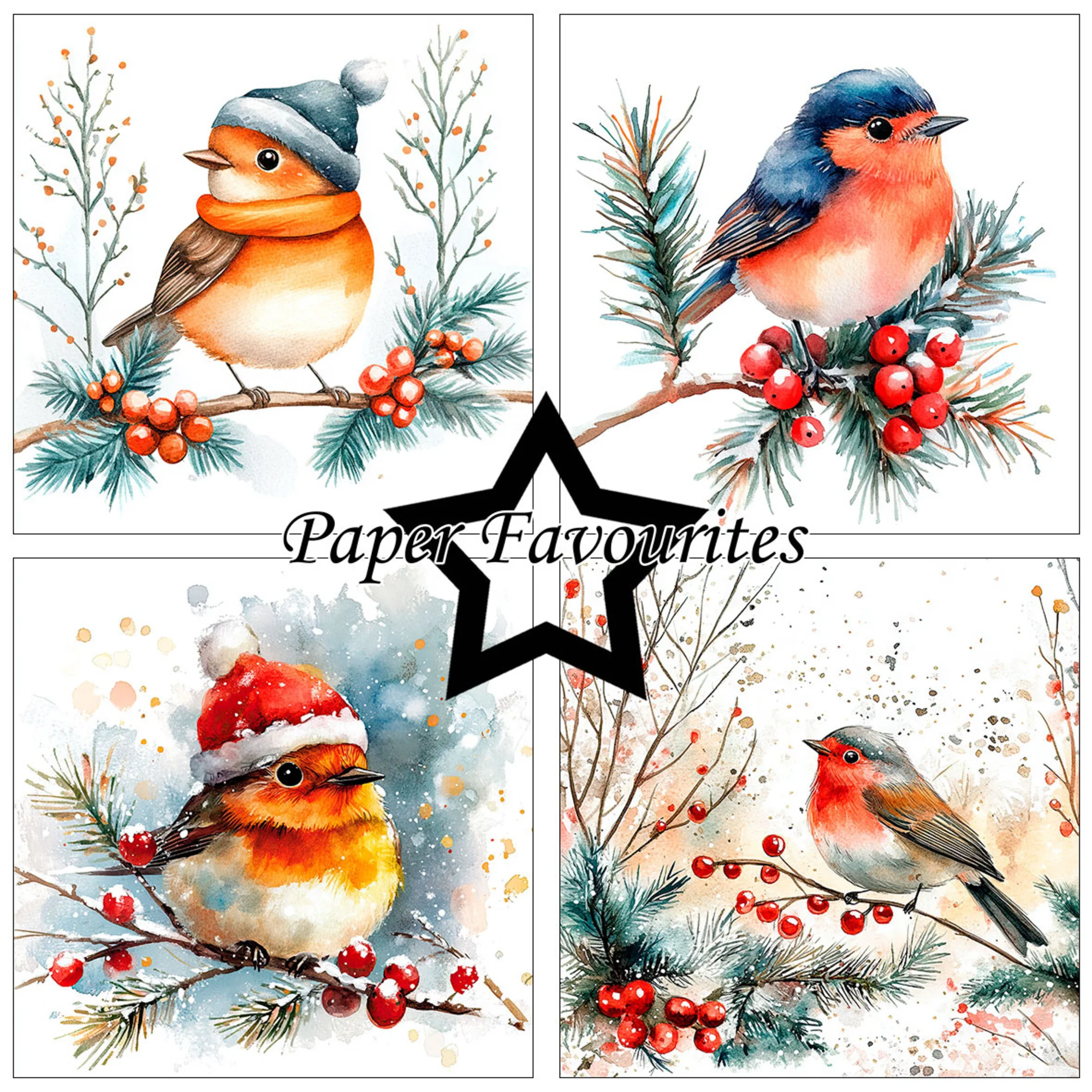 Paper Favourites – Christmas Birds paperilajitelma 15 x 15 cm - Image 2