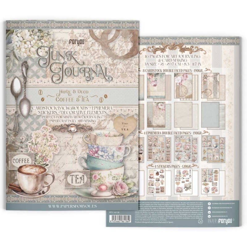 Papers For You Home & Deco Coffee & Tea Junk Journal lehtiö (16 kpl) A4