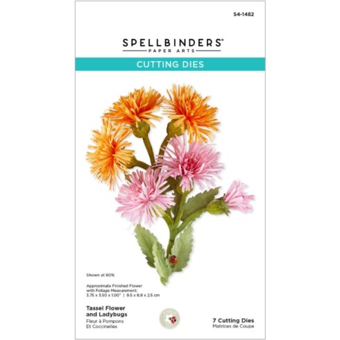 Spellbinders stanssi Serenity Garden TASSEL FLOWER AND LADYBUGS