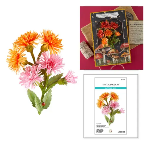 Spellbinders stanssi Serenity Garden TASSEL FLOWER AND LADYBUGS1