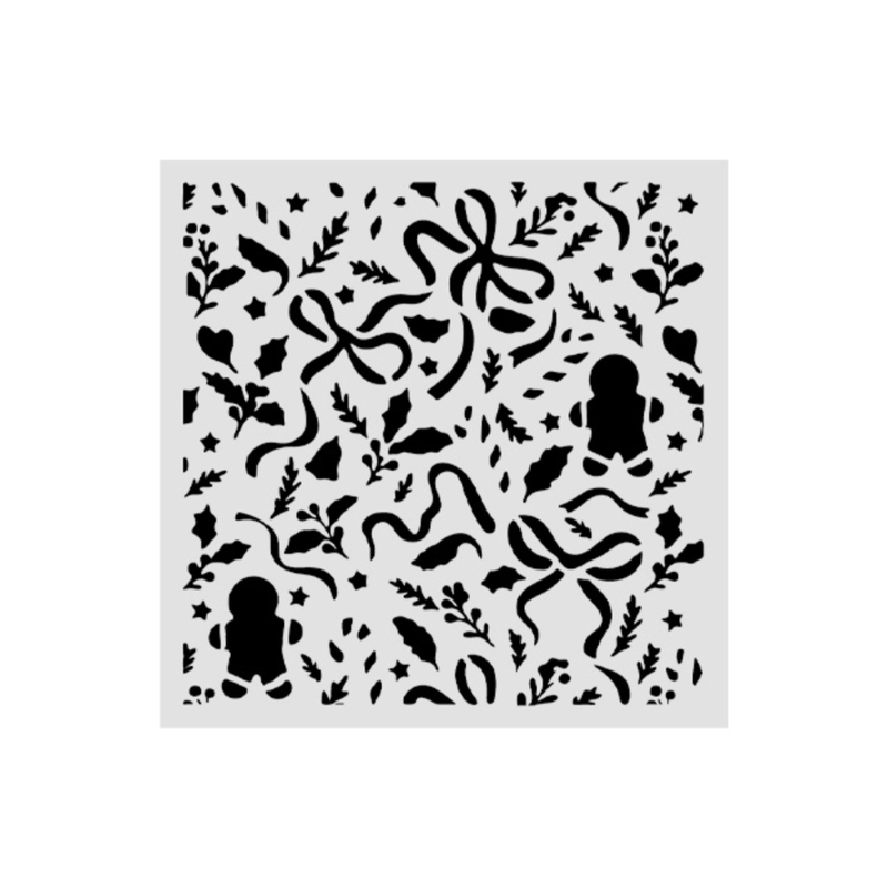 Stamperia Classic Christmas Ribbons and Gingerbread sapluuna 12 x 12 cm