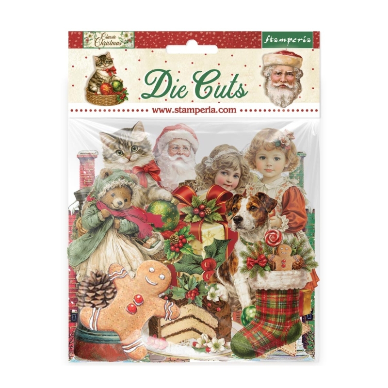 Stamperia Die Cuts Classic Christmas isot kartonkikuvat (49 kpl)