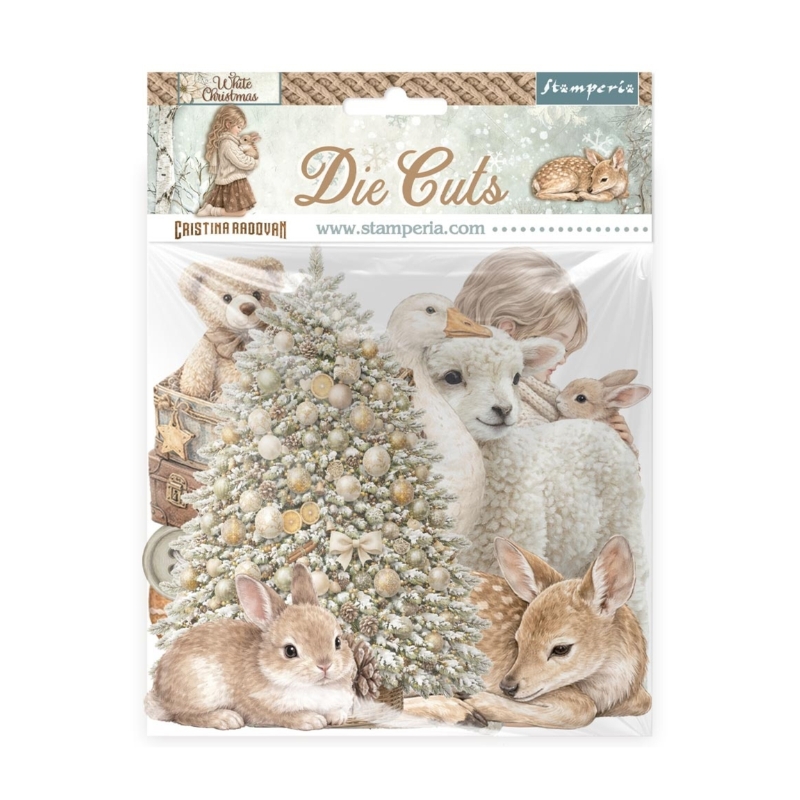 Stamperia Die Cuts White Christmas isot kartonkikuvat (32 kpl)
