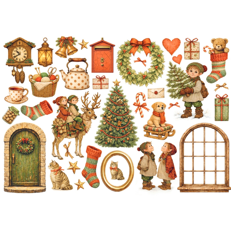 Stamperia – Ephemera Silent Night leikekuvat liimataustalla (36 kpl) - Image 2