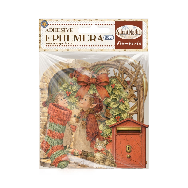 Stamperia Ephemera Silent Night leikekuvat liimataustalla (36 kpl)