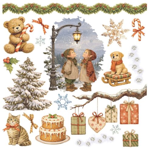 Stamperia Rub On Kit Silent Night Assortment siirtokuvat 155 x 155 cm 6 kpl 2