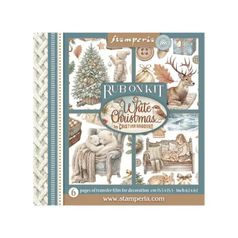 Stamperia Rub-On Kit White Christmas Assortment siirtokuvat 15,5 x 15,5 cm (6 kpl)