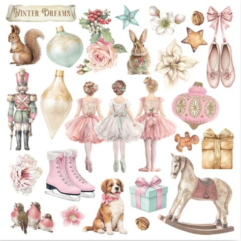 Stamperia Rub On Kit Winter Magic Assortment siirtokuvat 155 x 155 cm 6 kpl 5