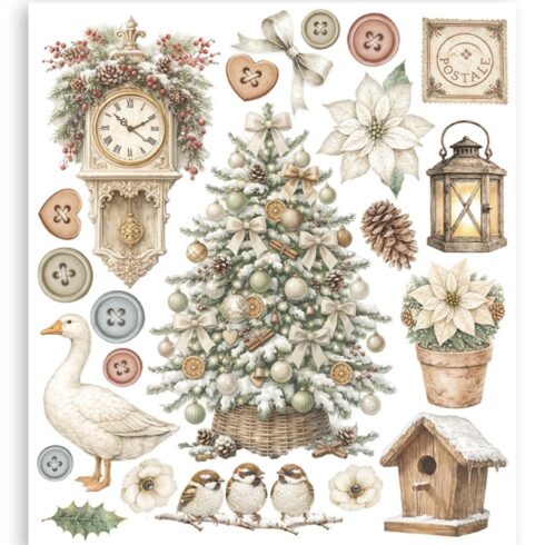 Stamperia Rub On Selection White Christmas Assortment siirtokuvat 20 x 23 cm 6 kpl 3