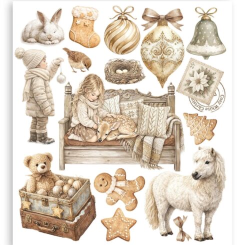 Stamperia Rub On Selection White Christmas Assortment siirtokuvat 20 x 23 cm 6 kpl 4