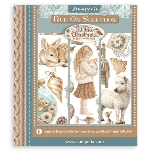 Stamperia Rub-On Selection White Christmas Assortment siirtokuvat 20 x 23 cm (6 kpl)