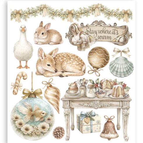 Stamperia Rub On Selection White Christmas Assortment siirtokuvat 20 x 23 cm 6 kpl 5
