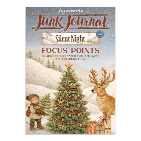 Stamperia – Silent Night Junk Journal Focus Points Backgrounds, Cut-Outs lehtiö (16 kpl) A5