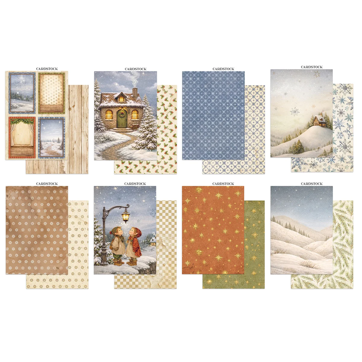 Stamperia – Silent Night Junk Journal Focus Points Backgrounds, Cut-Outs lehtiö (16 kpl) A5 - Image 3