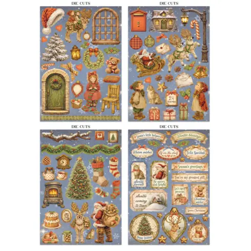 Stamperia Silent Night Junk Journal Stickers Backgrounds Cut Outs lehtio
