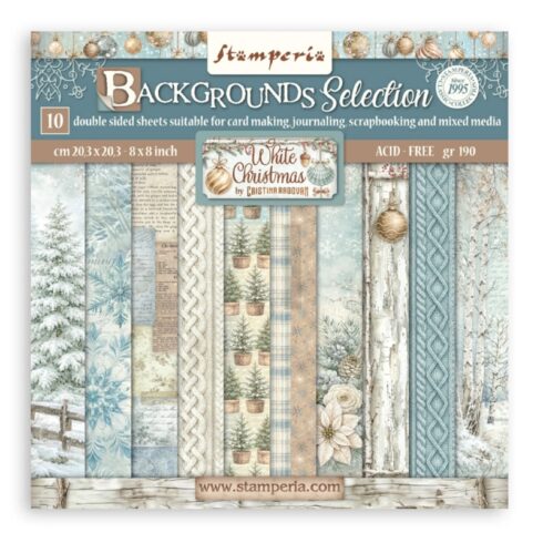 Stamperia White Christmas Backgrounds paperilajitelma 20 x 20 cm