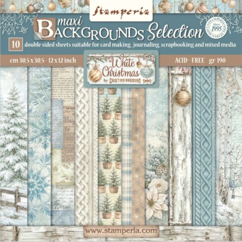 Stamperia White Christmas Backgrounds paperilajitelma 30 x 30 cm