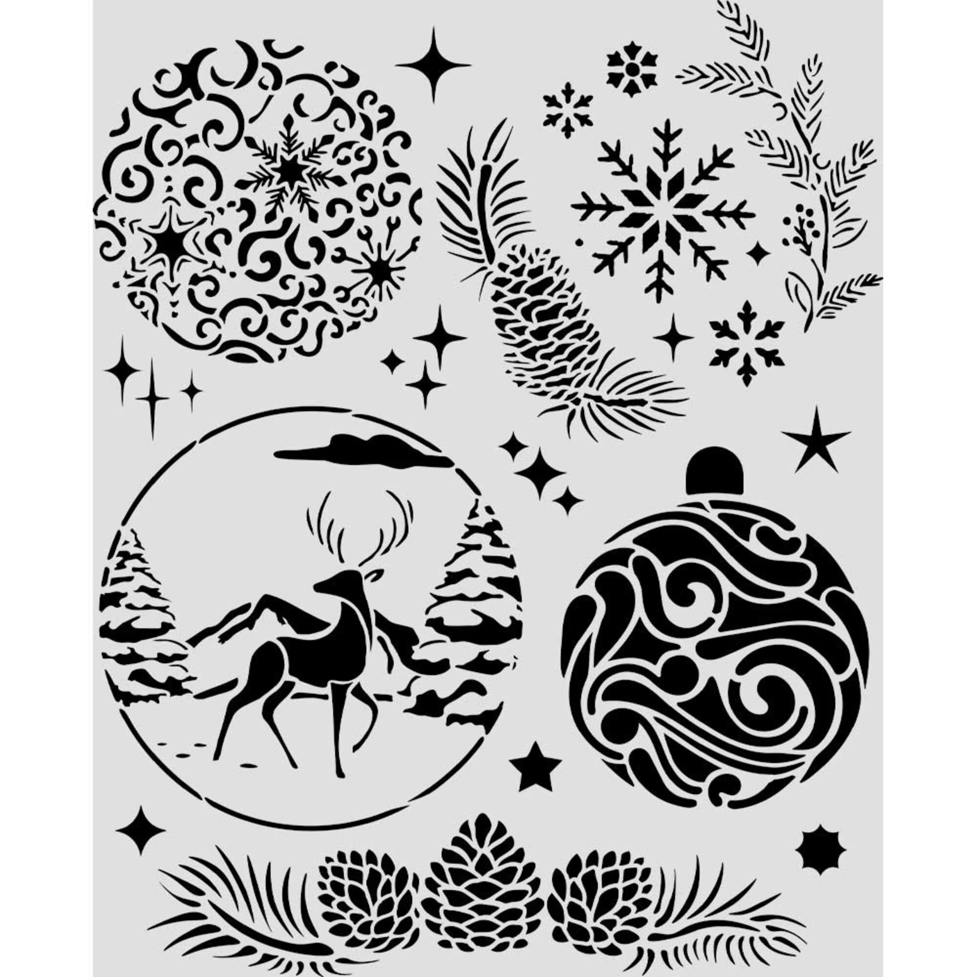 Stamperia White Christmas Baubles sapluuna 20 x 25 cm