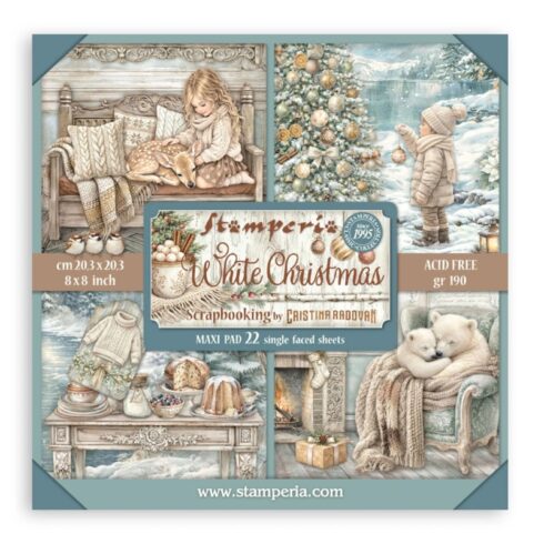 Stamperia White Christmas Maxi paperilajitelma 20 x 20 cm