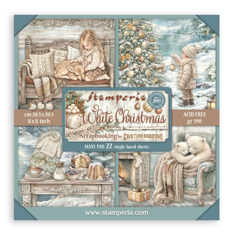 Stamperia White Christmas Maxi paperilajitelma 20 x 20 cm