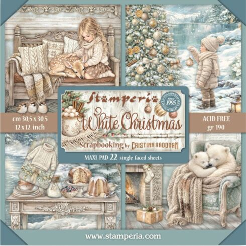 Stamperia White Christmas Maxi paperilajitelma 30 x 30 cm