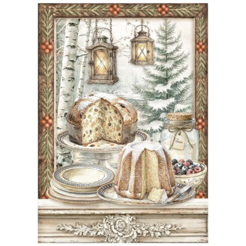 Stamperia White Christmas Mini Rice Paper riisipaperi 8 kpl A6 5