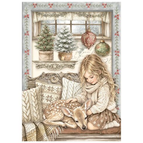 Stamperia White Christmas Mini Rice Paper riisipaperi 8 kpl A6 8
