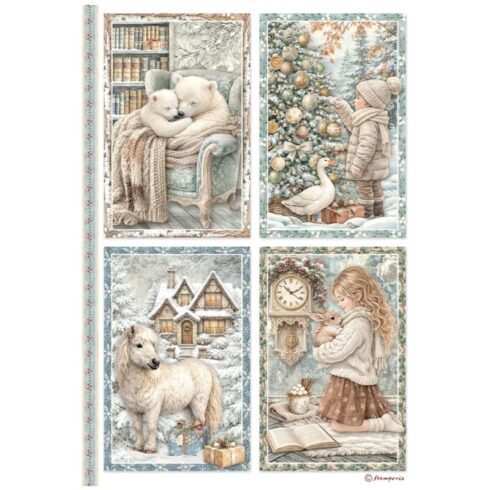 Stamperia White Christmas Selection Rice Paper riisipaperi 6kpl A4 1