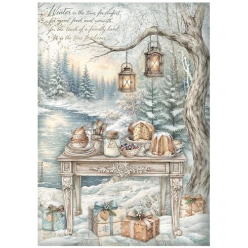 Stamperia White Christmas Selection Rice Paper riisipaperi 6kpl A4 3