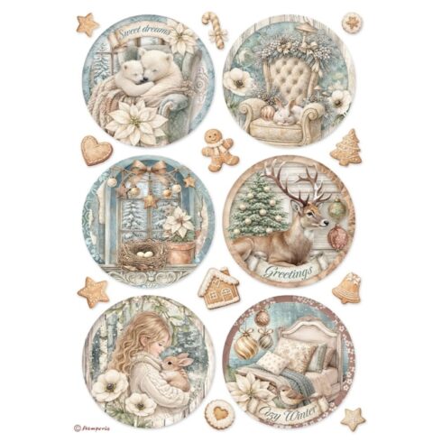 Stamperia White Christmas Selection Rice Paper riisipaperi 6kpl A4 4