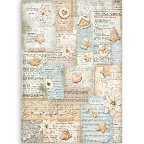 Stamperia White Christmas Washi Pad 8 kpl A5 1