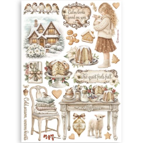 Stamperia White Christmas Washi Pad 8 kpl A5 3