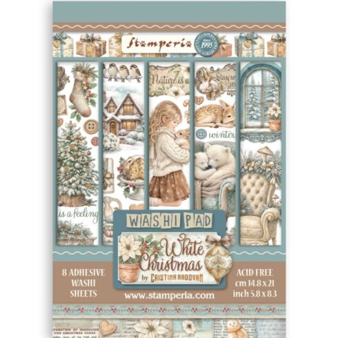 Stamperia White Christmas Washi Pad (8 kpl) A5