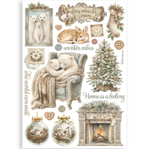 Stamperia White Christmas Washi Pad 8 kpl A5 5