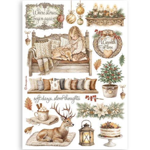 Stamperia White Christmas Washi Pad 8 kpl A5 6