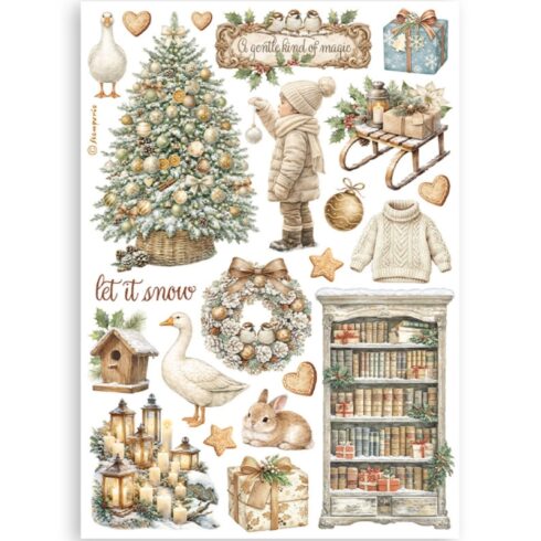 Stamperia White Christmas Washi Pad 8 kpl A5 7