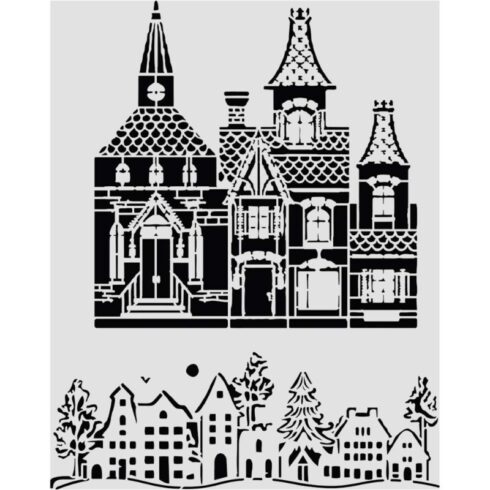 Stamperia Winter Magic Christmas House sapluuna 20 x 25 cm
