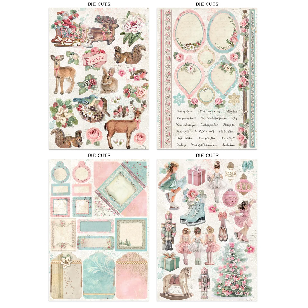 Stamperia – Winter Magic Junk Journal Stickers, Backgrounds, Cut-Outs lehtiö (16 kpl) A4 - Image 4