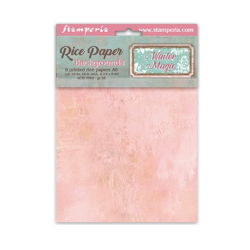 Stamperia Winter Magic Mini Rice Paper Backgrounds riisipaperi (8 kpl) A6