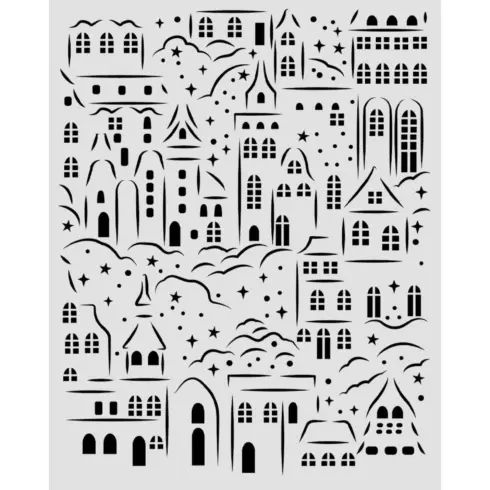Stamperia – Silent Night Christmas Village sapluuna 20 x 25 cm