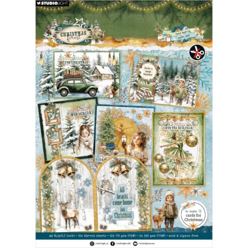 Studio Light Card Making Paper Pad – Christmas Forest korttilehtiö (12kpl) A4