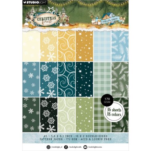 Studio Light Paper Pad Christmas Forest Pattern paperilehtiö A5 SL-CF-PPP477