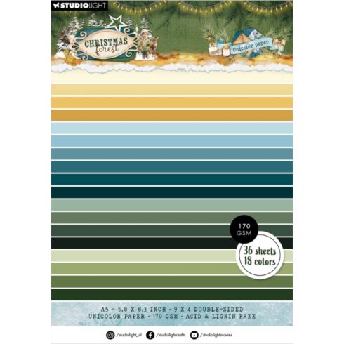 Studio Light Paper Pad – Christmas Forest Unicolor paperilehtiö A5