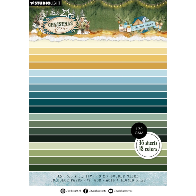Studio Light Paper Pad – Christmas Forest Unicolor paperilehtiö A5