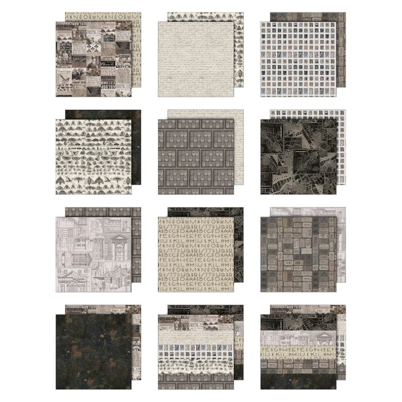 Tim Holtz Idea-ology – Palette Collection Charcoal paperilajitelma 20 x 20 cm - Image 2
