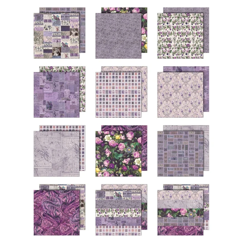 Tim Holtz Idea-ology – Palette Collection Purple paperilajitelma 30 x 30 cm - Image 2