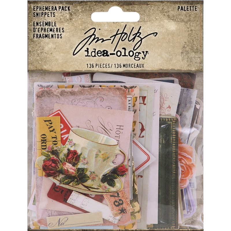 Tim Holtz Idea-ology – Palette Snippets Ephemera mini leikekuvat (136 kpl) - Image 2