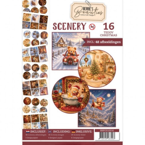 Berrie’s Beauties – Push-Out Book Scenery 16 Teddy Christmas Korttikuvalehtiö (A4)