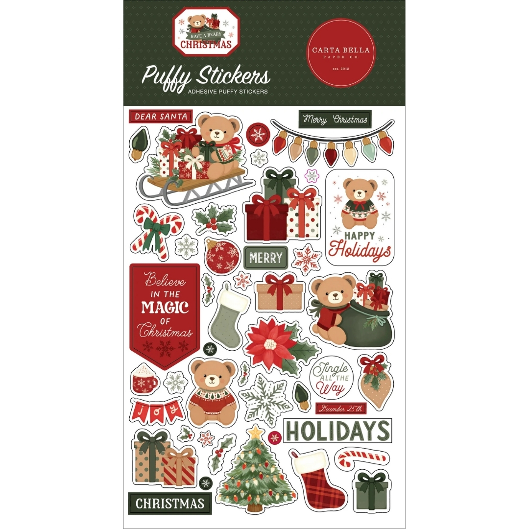 Carta Bella Have A Beary Christmas Puffy Stickers tarrat