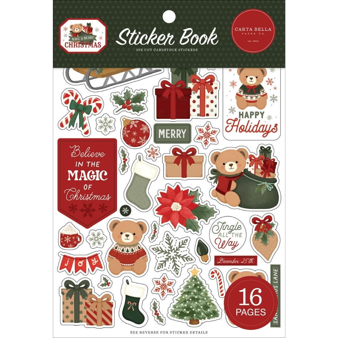 Carta Bella Have A Beary Christmas Sticker Book tarrakirja (16 kpl)